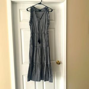 Who What Wear Black and White Gingham Tiered Maxi Dress
